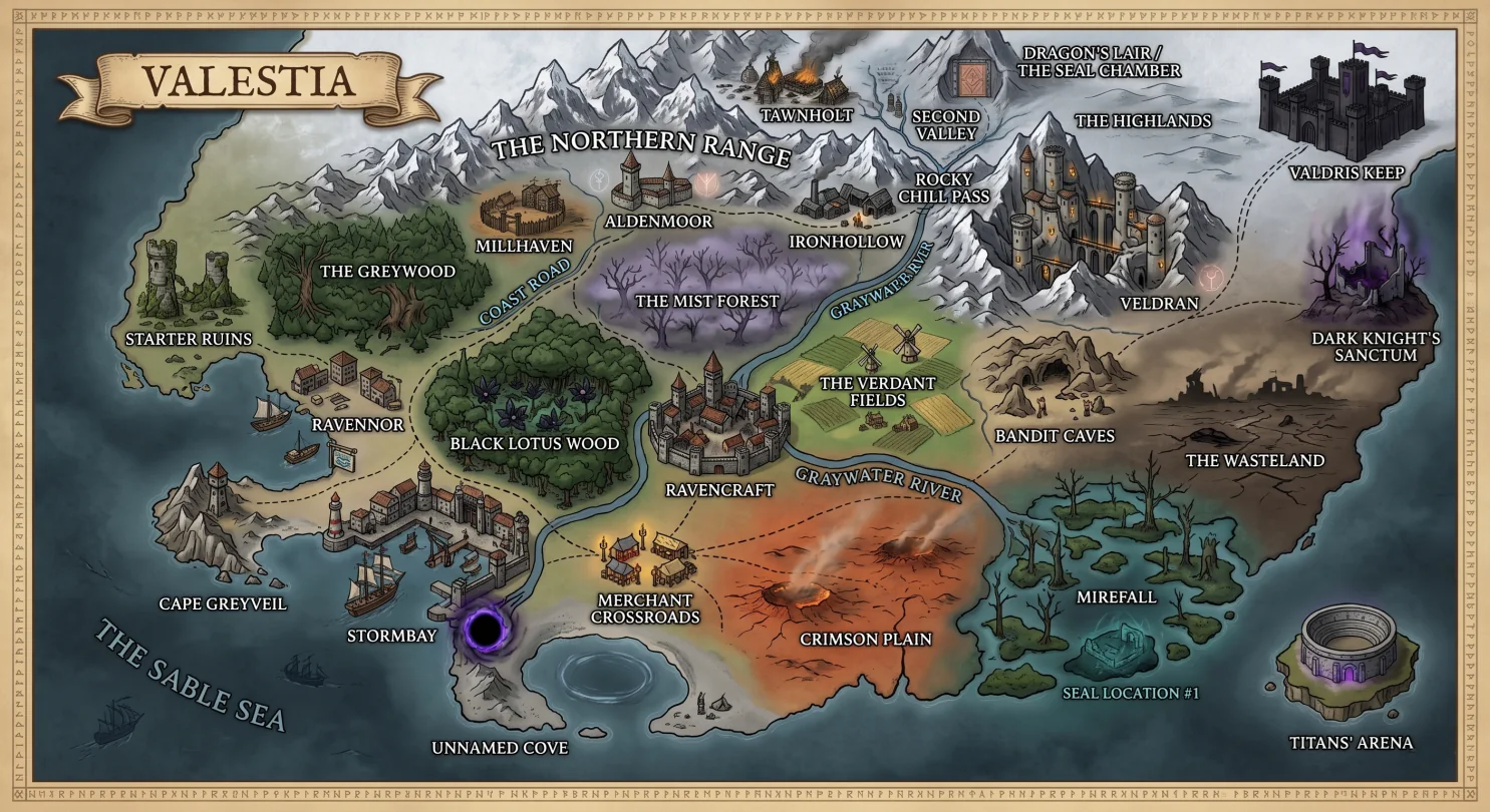 The map of Valestia